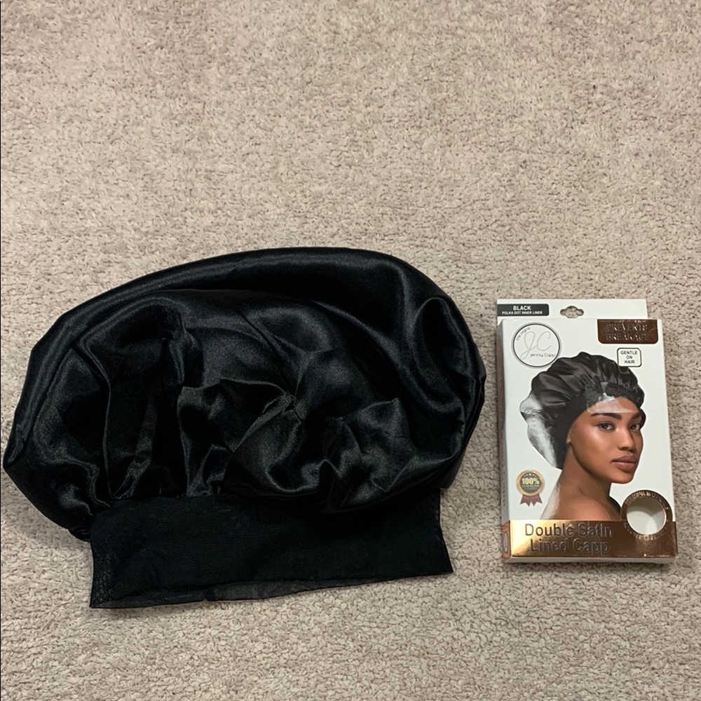 Double Satin Hair Cap - Black